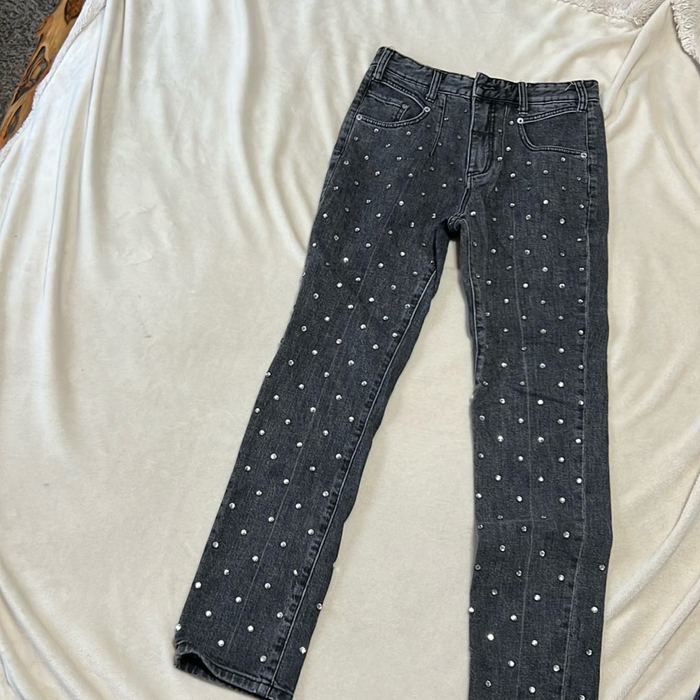 Anthropologie black jeans with rhinestones size 25